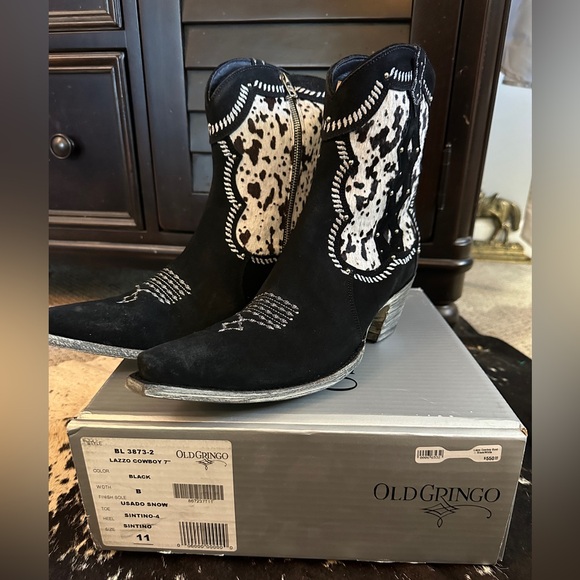 Old Gringo Black and White Cowboy Cowgirl Boots 11 - Picture 5 of 7